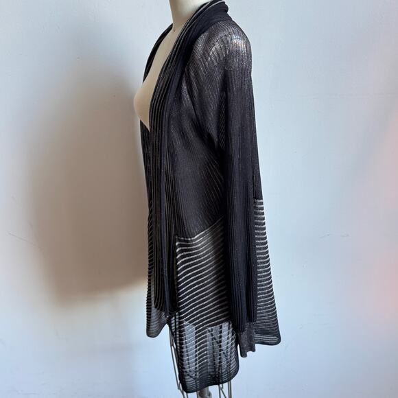 Vintage ESCADA Black and Silver Metallic Open Front Cardigan - Picture 5 of 9